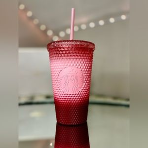 Starbucks 2022 Waxberry Pink Blush Gradient Bling Cold Cup Tumbler Grande 16oz